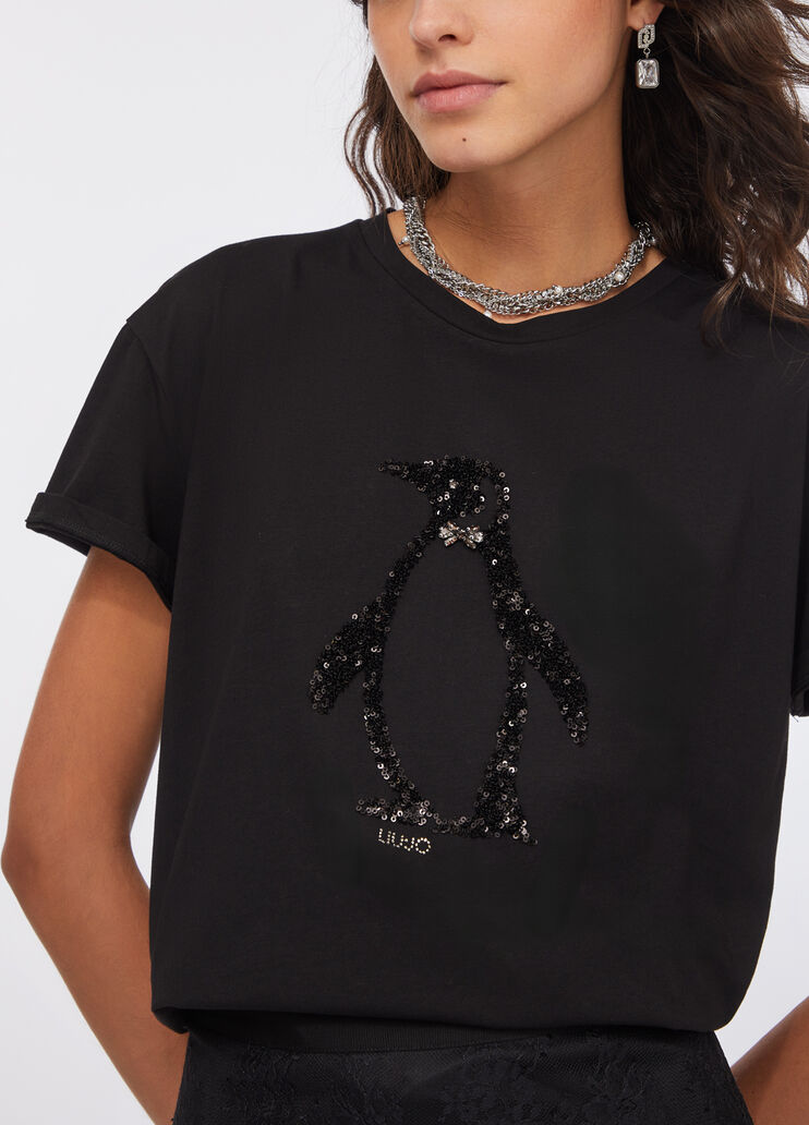 T-Shirt mit Strass Schwarz Liu Jo - medium