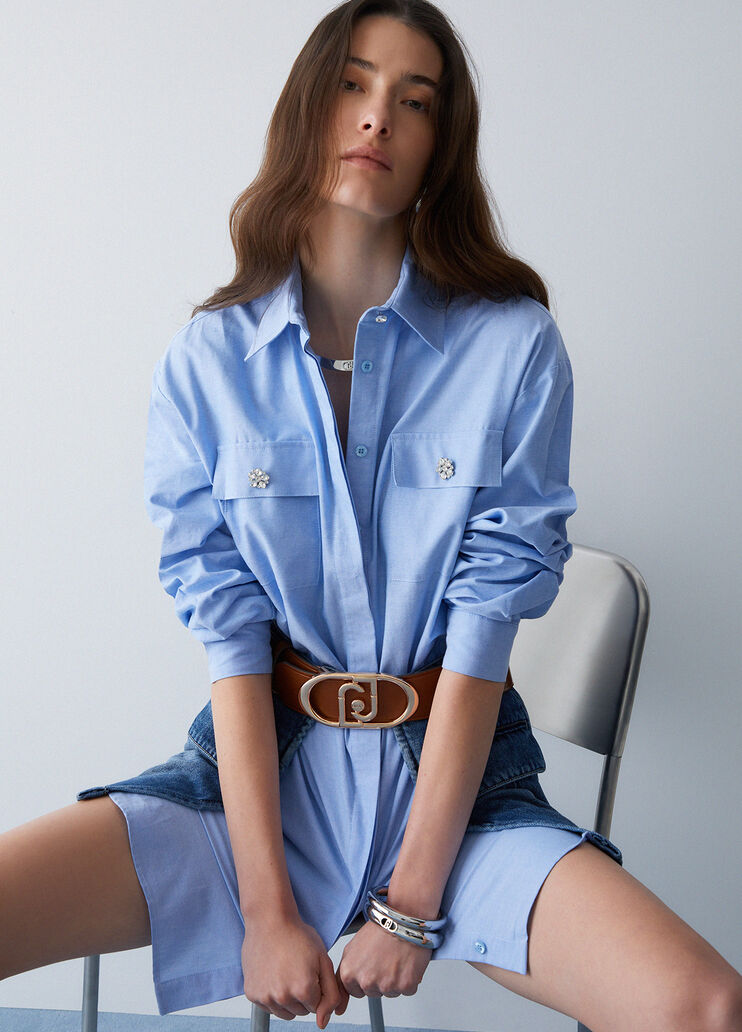 Kurzes Hemdblusenkleid Denimblau Liu Jo - medium