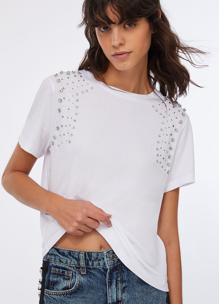 T-Shirt mit Schmuckstickerei Weiß Liu Jo - medium
