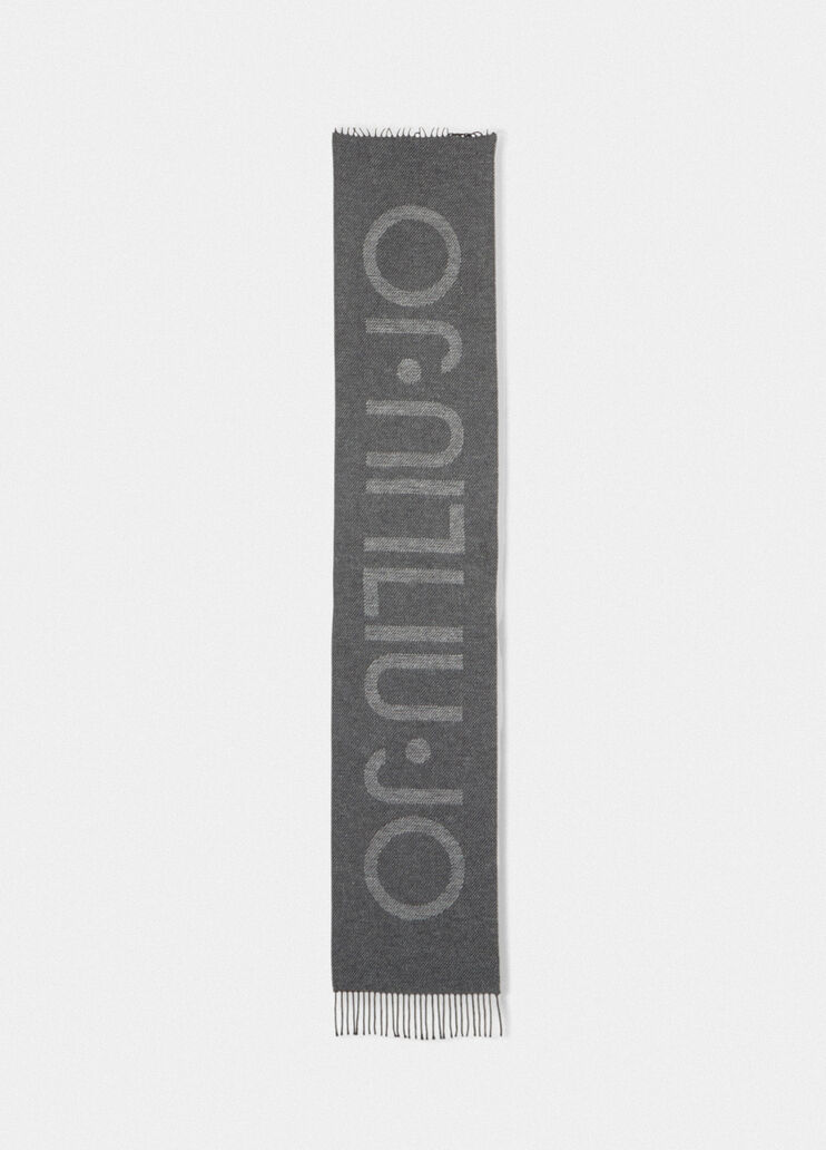 Cotton stole with logo dark grey Liu Jo - large image number 3 Cotton stole with logo dark grey Liu Jo - large image number 3