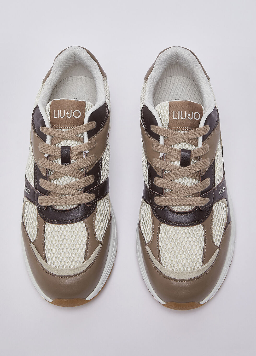 Leather and mesh sneakers beige Liu Jo - large image number 3