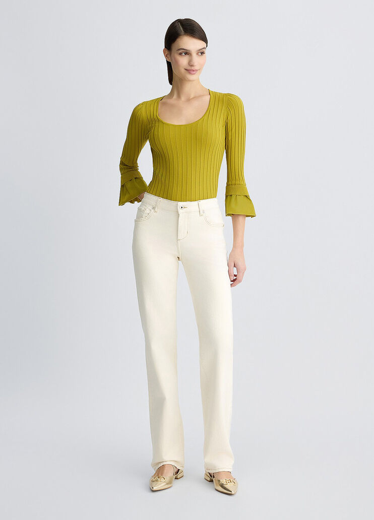 Jumper with flounced sleeves avocado Liu Jo - large image number 5 Jumper with flounced sleeves avocado Liu Jo - large image number 5