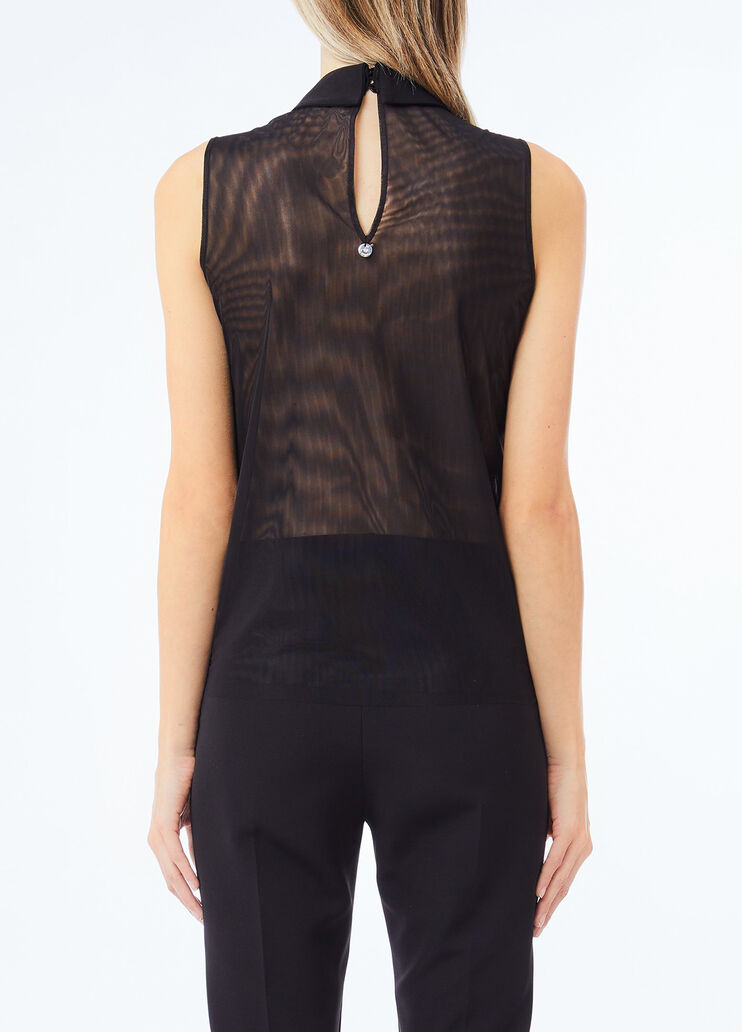Shirt aus T&uuml;ll mit Strass Schwarz Liu Jo - medium