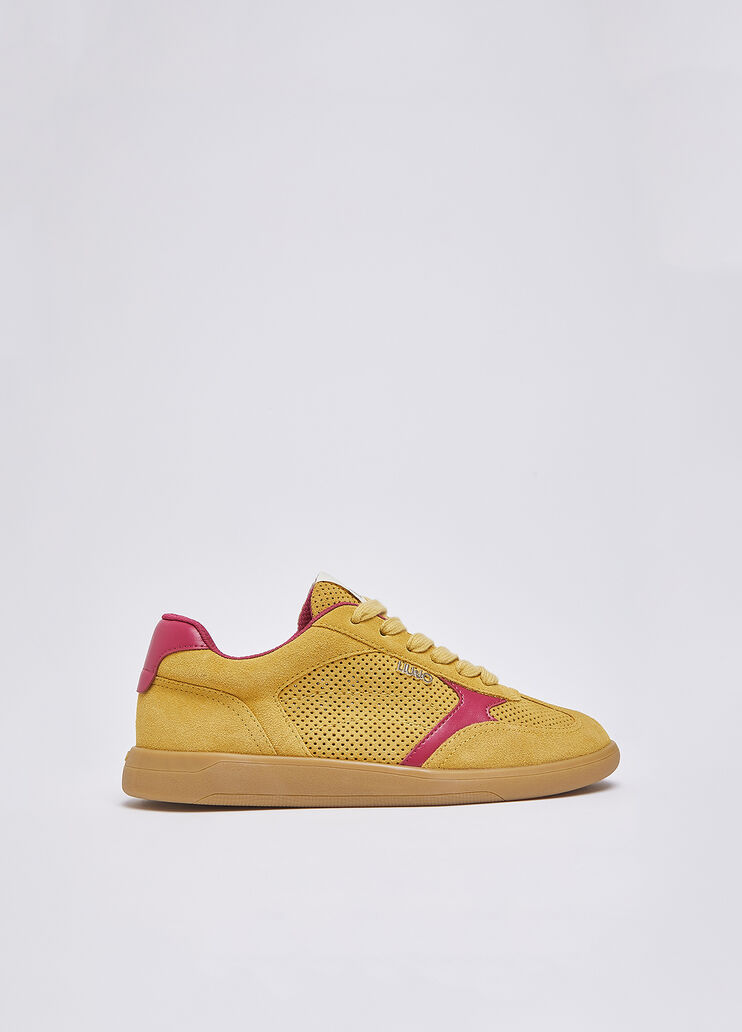 Sneaker aus Veloursleder mit Lochmuster gelb Liu Jo - medium