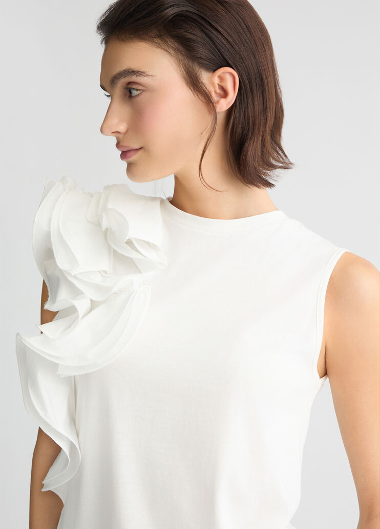 White T-shirt with flounced detailing white Liu Jo - large image number 2 White T-shirt with flounced detailing white Liu Jo - large image number 2