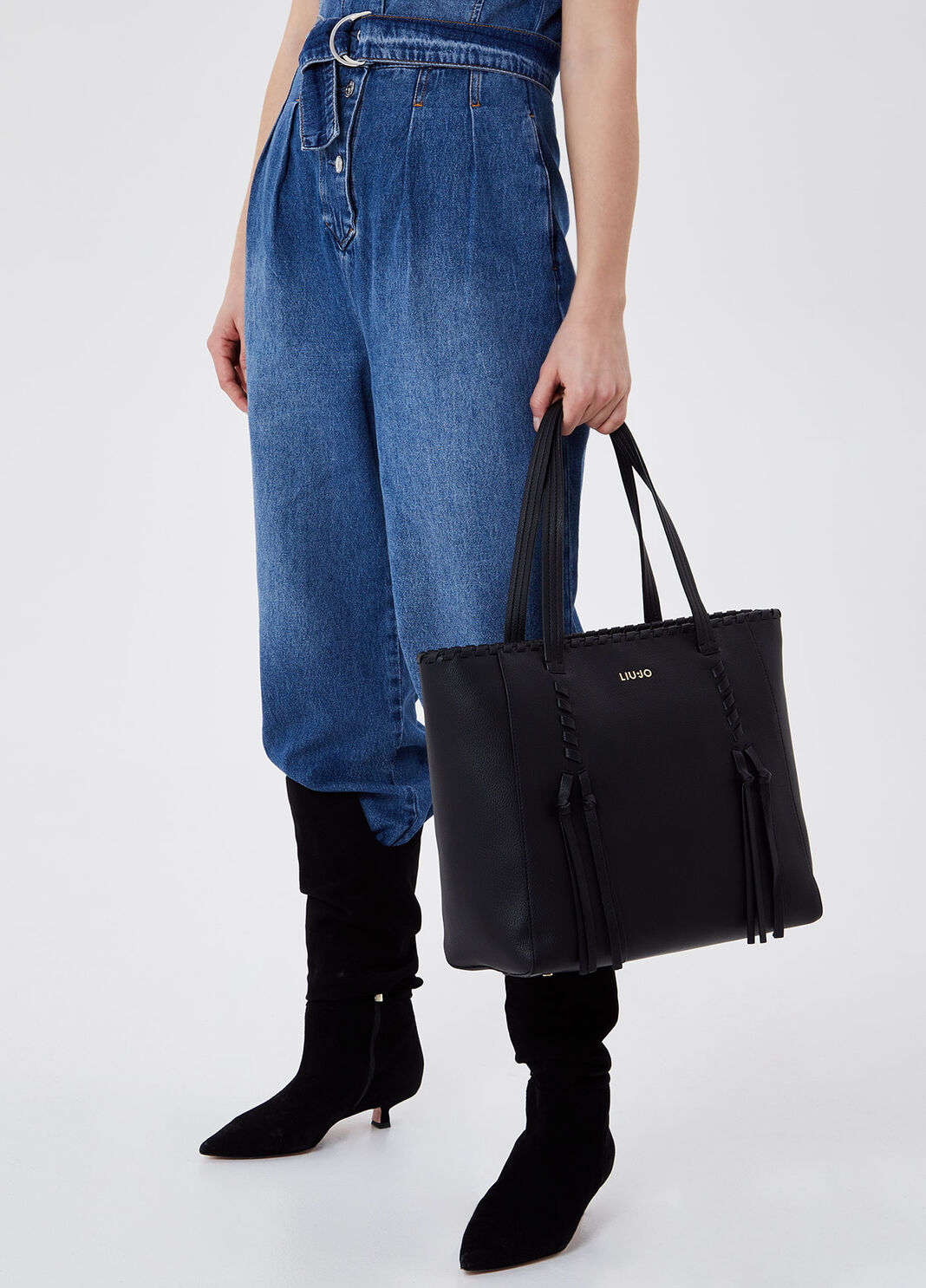 Сумка-шоппер с отстрочками Чёрный Liu Jo - large image number 1