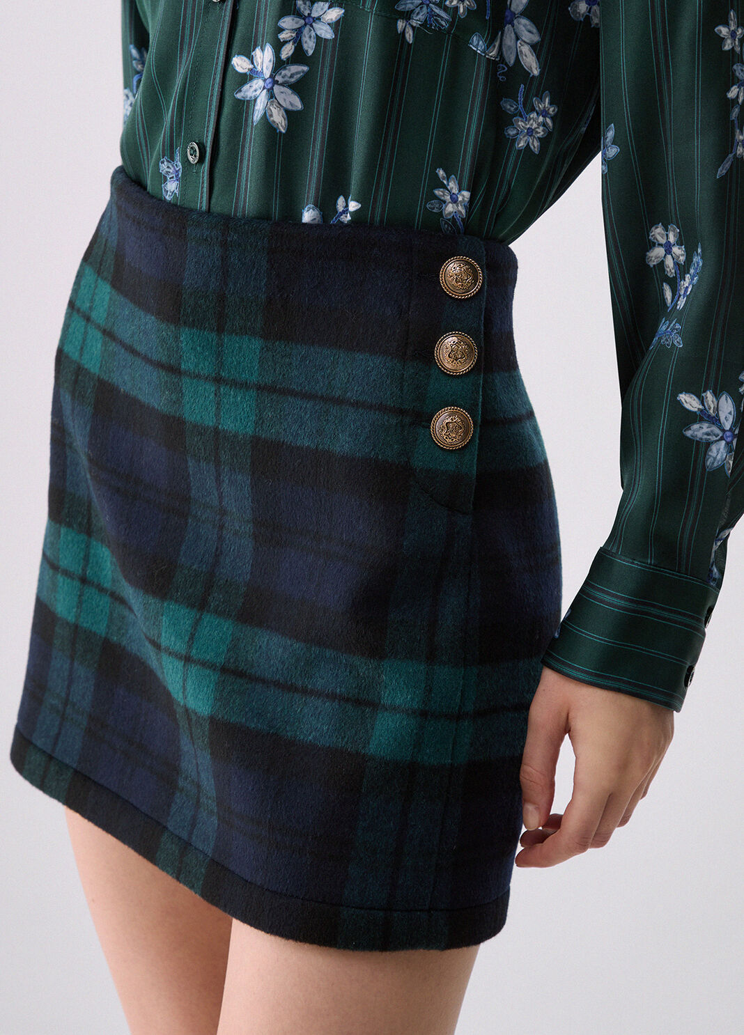 Tartan Wool Miniskirt blue tartan Liu Jo - large image number 4