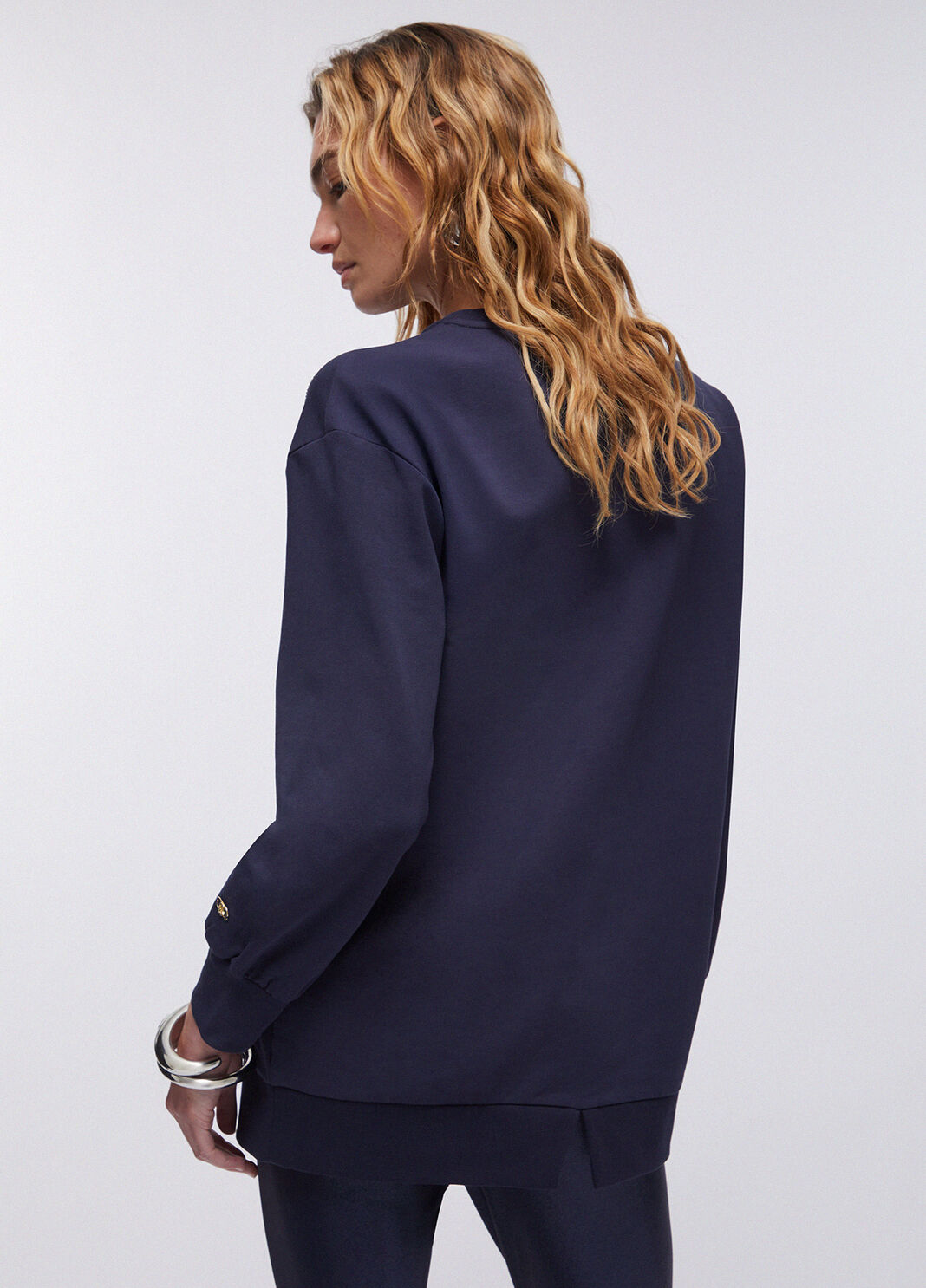 Sweatshirt mit Blumenstickereien Dunkelblau Liu Jo - large image number 1