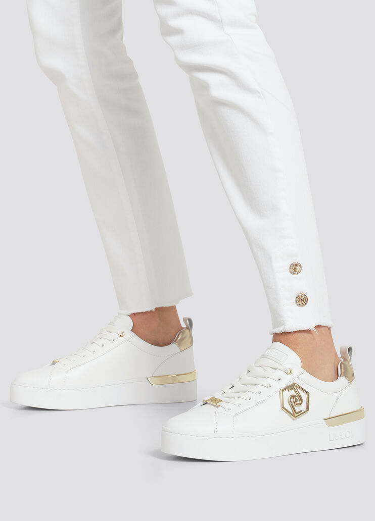 Sneakers in pelle con logo bianco Liu Jo - large image number 3