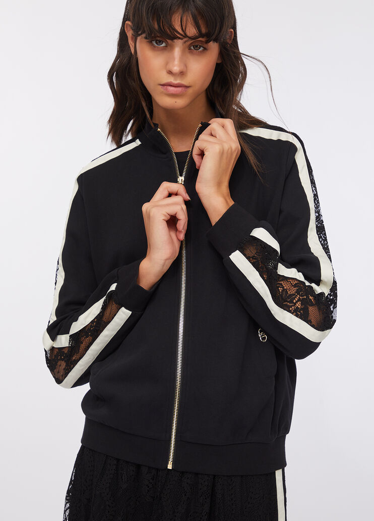 Sweatshirt aus Baumwolle mit Spitze Schwarz Liu Jo - medium