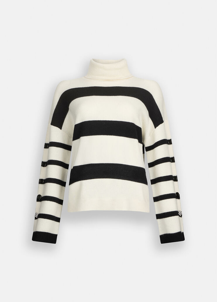 100% wool polo-neck with bejewelled buttons white Liu Jo - large image number 6