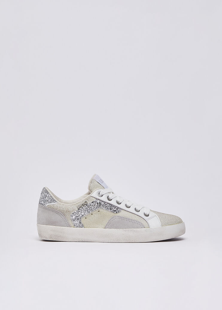 Sneakers aus Leder crackle Wei&szlig;/Grau Liu Jo - medium