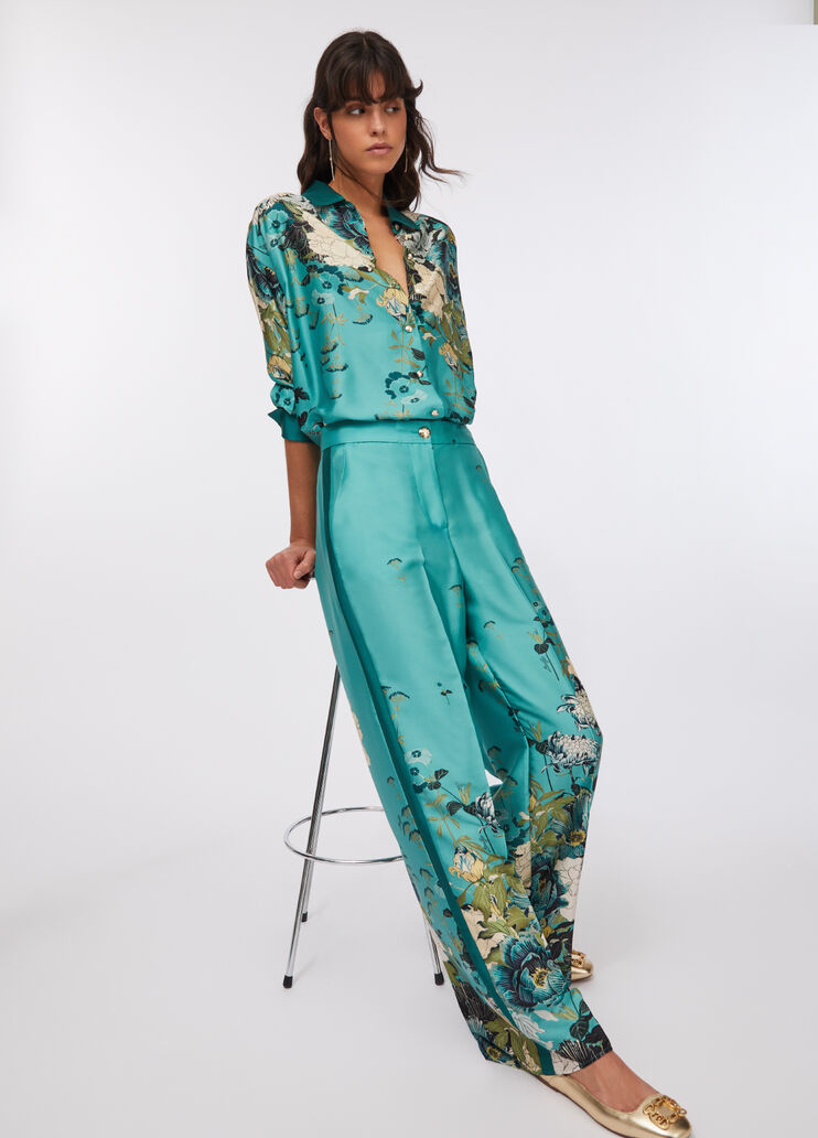 Printed twill trousers light blue Liu Jo - medium