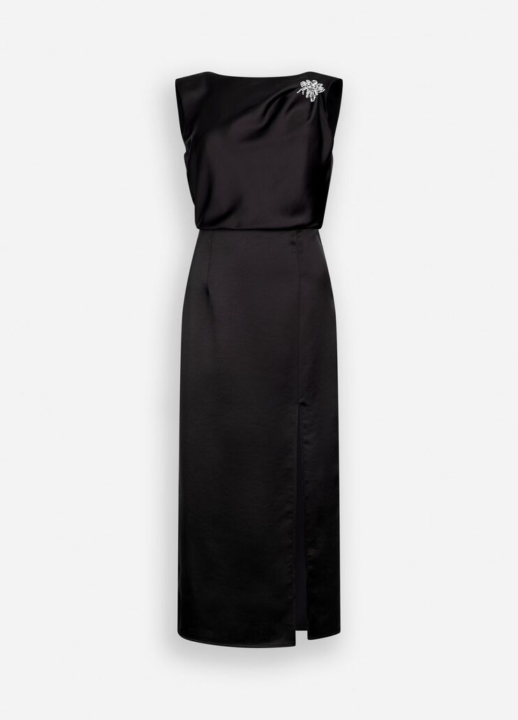 Elegantes Midikleid aus Satin Schwarz Liu Jo - medium Elegantes Midikleid aus Satin Schwarz Liu Jo - medium