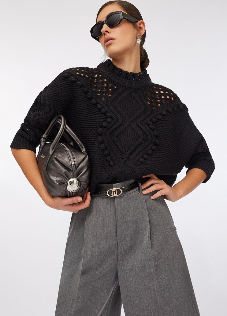 Wool jumper with openwork detailing black Liu Jo - medium