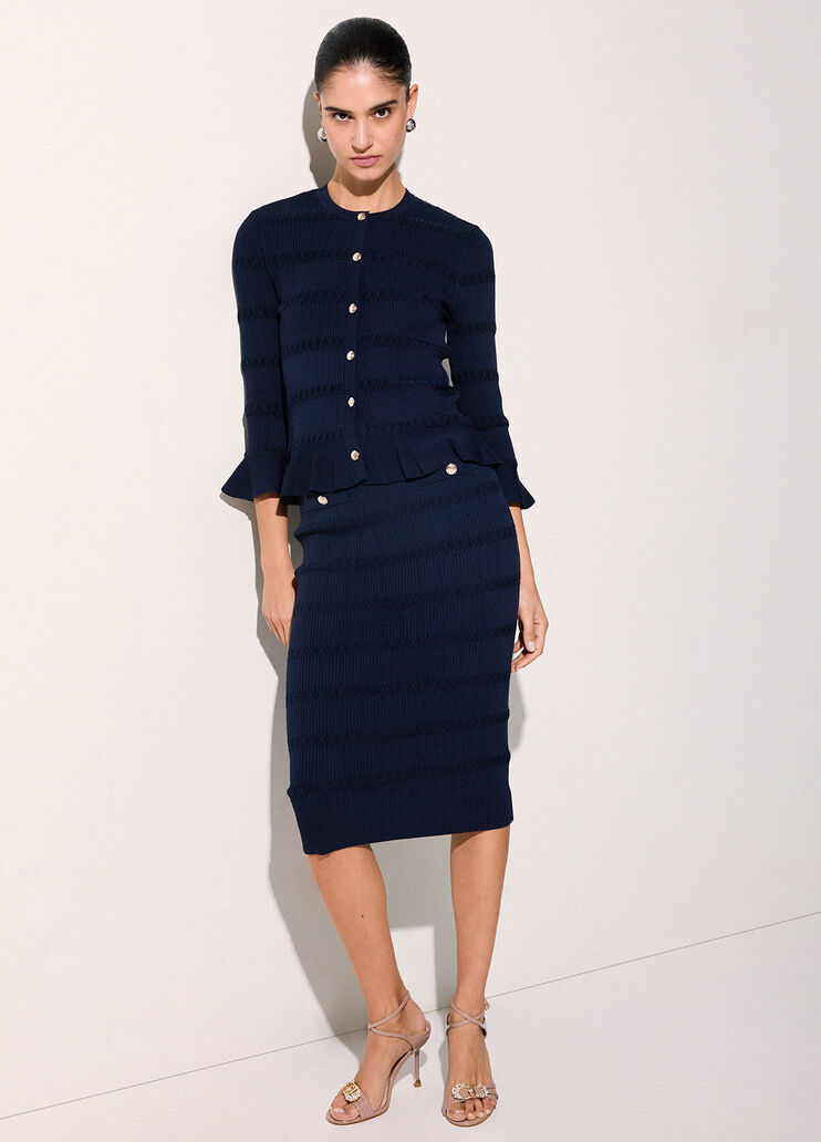 Jupe midi en maille bleu fonc&eacute; Liu Jo - medium