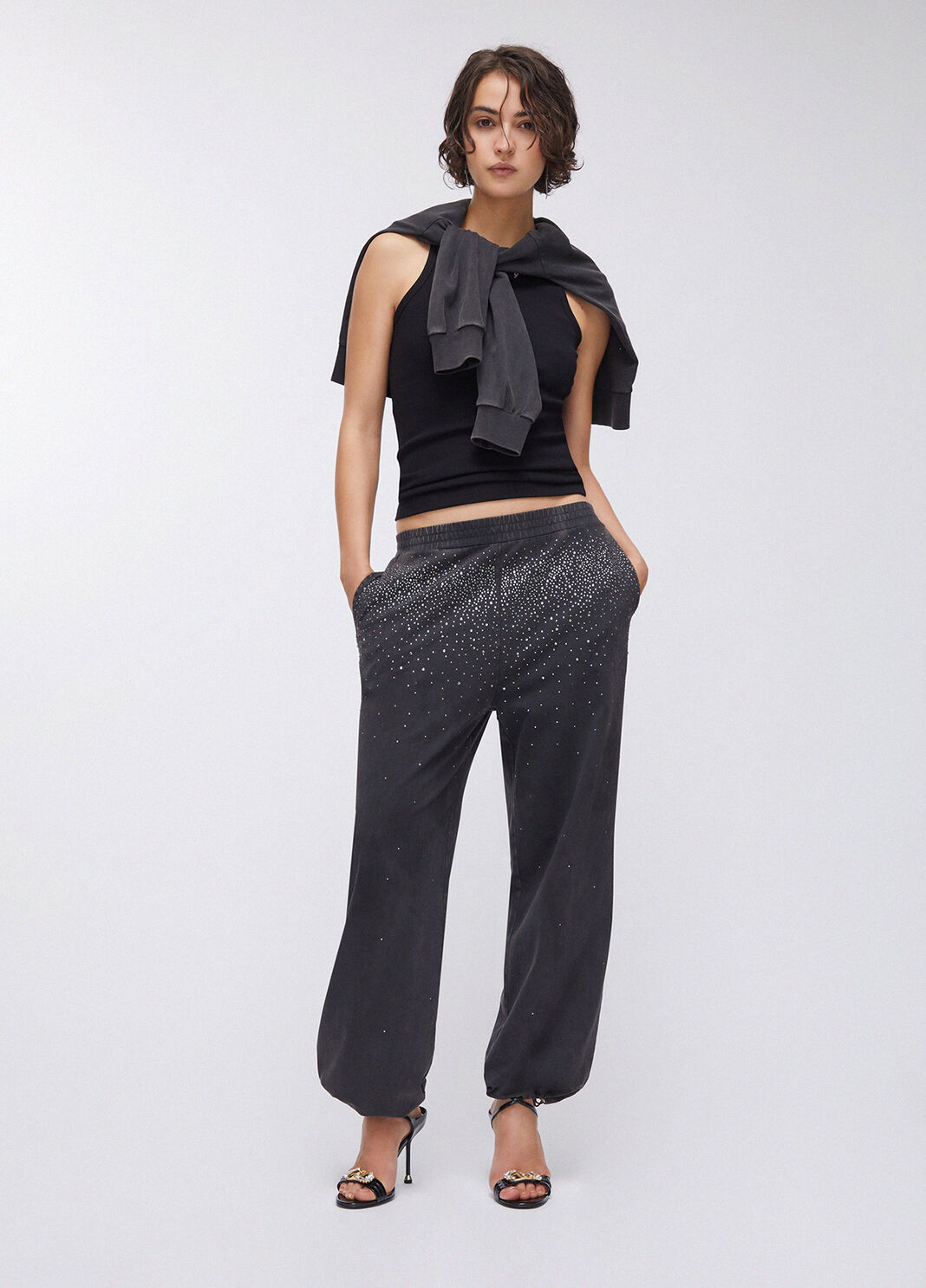 Faded jersey trousers with rhinestones black Liu Jo - large image number 5