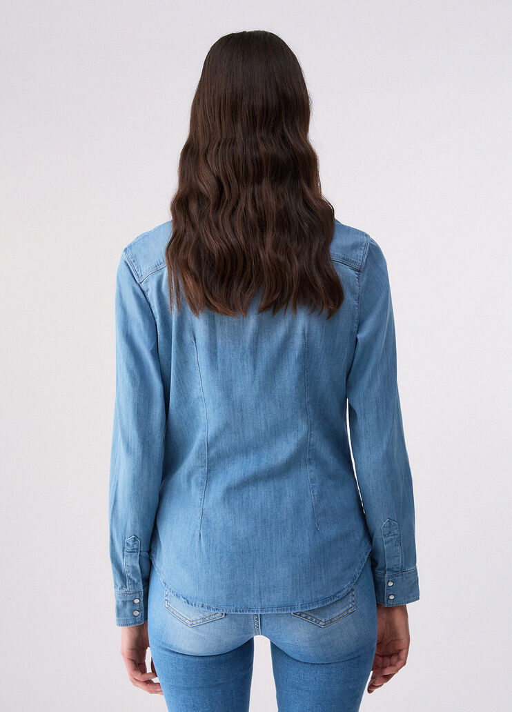Camisa vaquera con bordado denim azul Liu Jo - medium