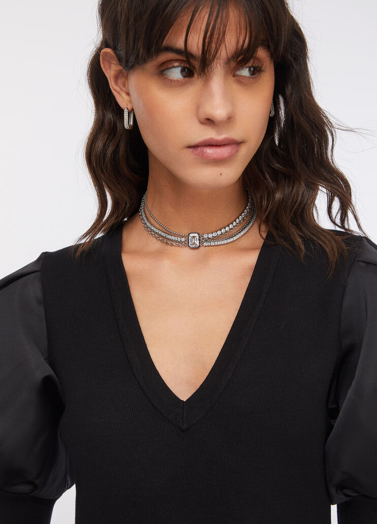 Robe en maille avec manches ballon noir Liu Jo - large image number 4