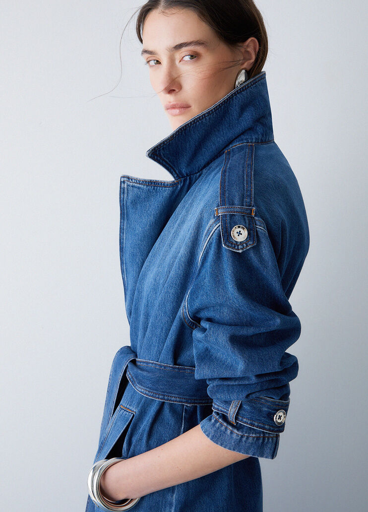 Langer Trenchcoat aus Denim Dunkles Denimblau Liu Jo - medium