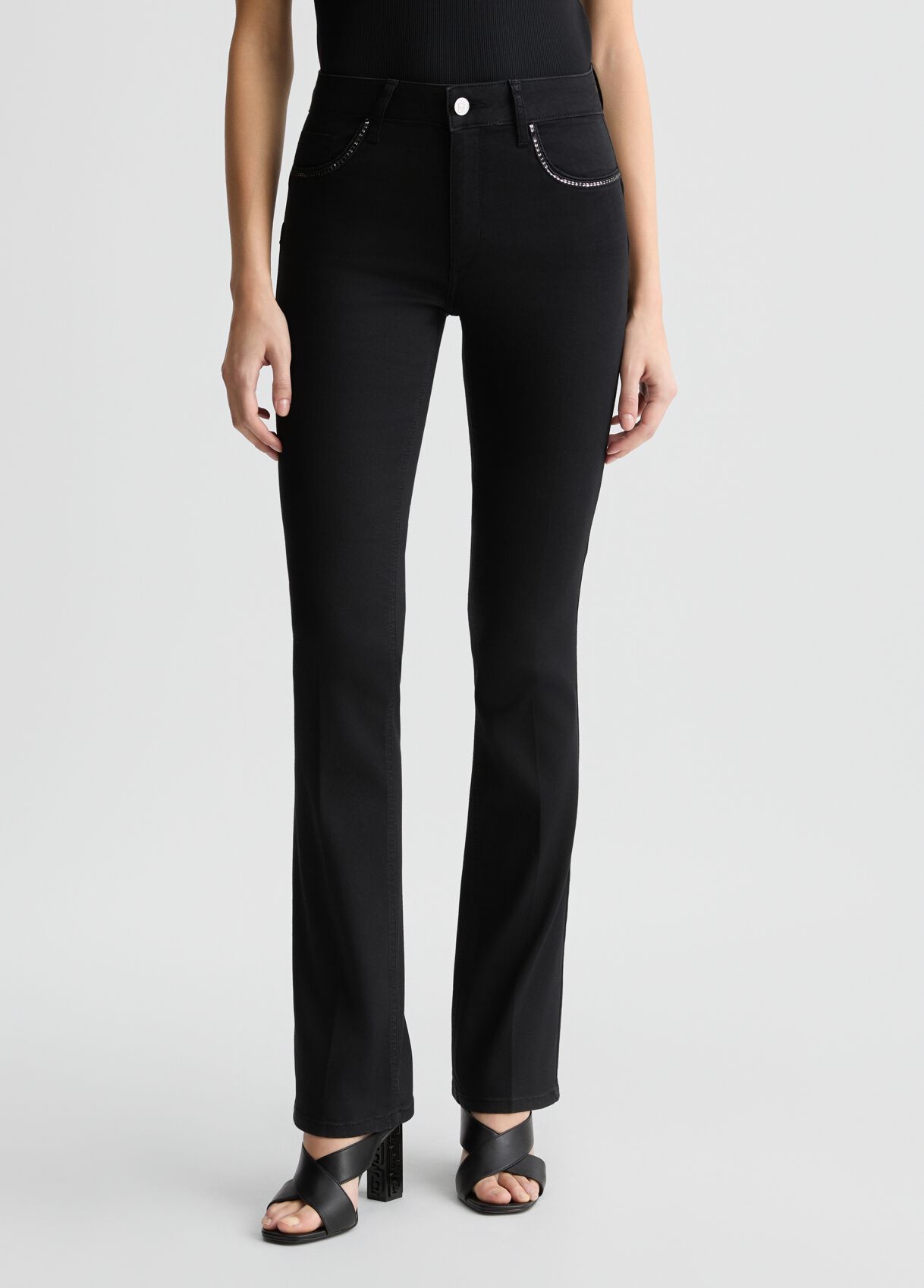 パンツ LIU JO BOOTCUT JEANS Bootcut-Jeans mit Strass Farbe Denim-Schwarz | Liu Jo