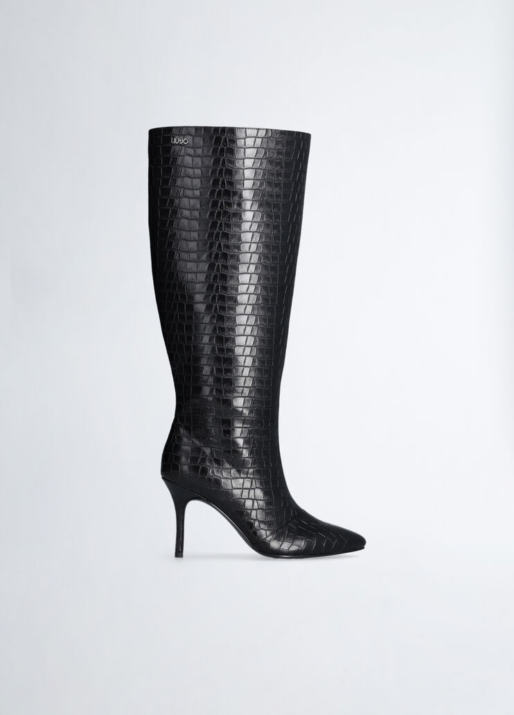 Crocodile-print knee-high boots black Liu Jo - medium Crocodile-print knee-high boots black Liu Jo - medium