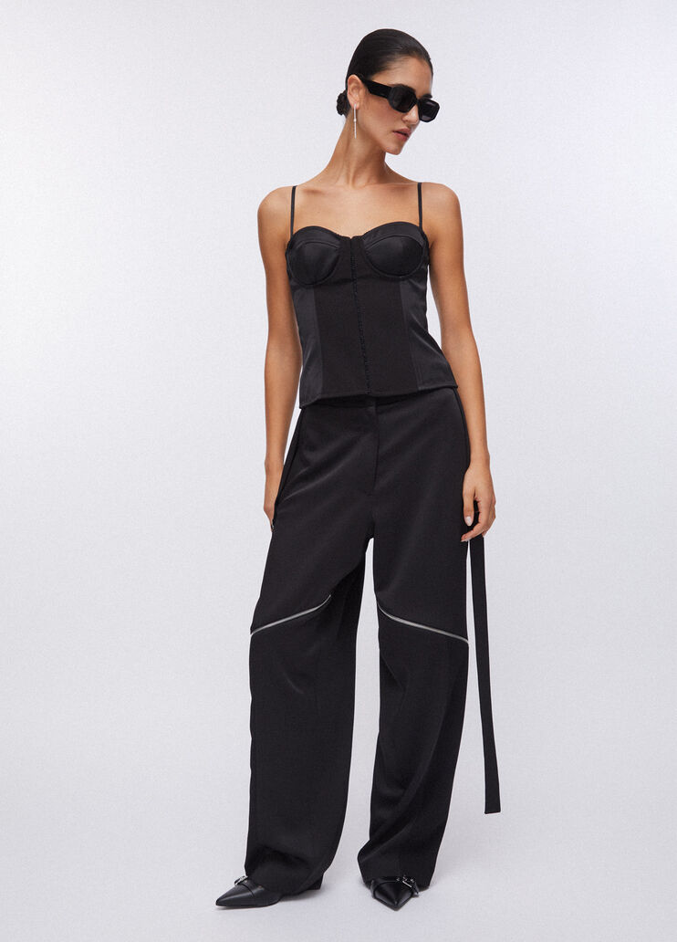 Pantalon large avec zip noir Liu Jo - large image number 5