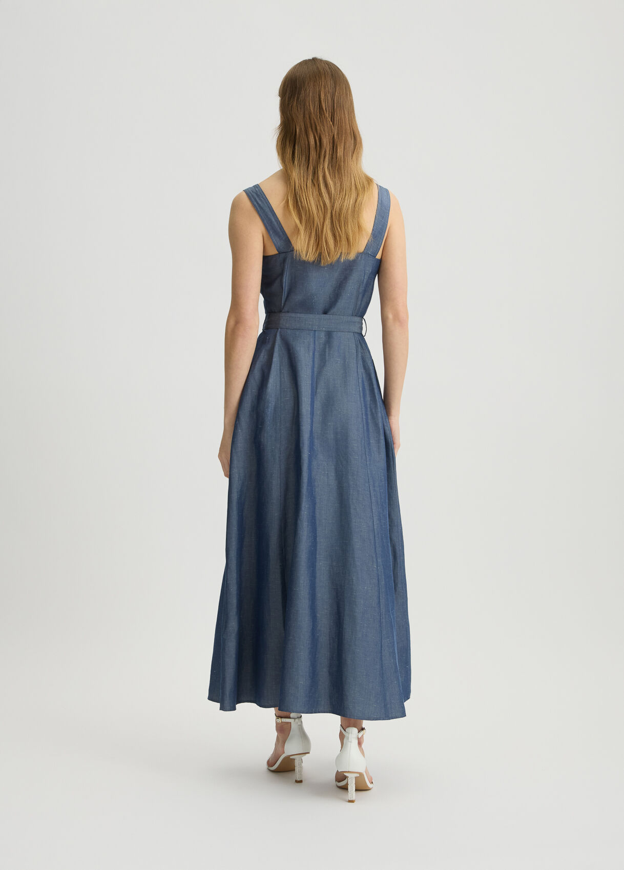 ワンピース LIU JO Woman Dress Denim WA5312T4818 09481 Linen dress with belt colour chambray denim | Liu Jo