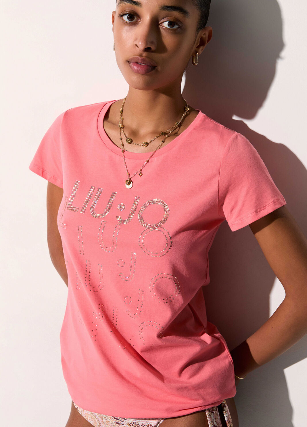 T-Shirt mit Logo Koralle Liu Jo - large image number 3