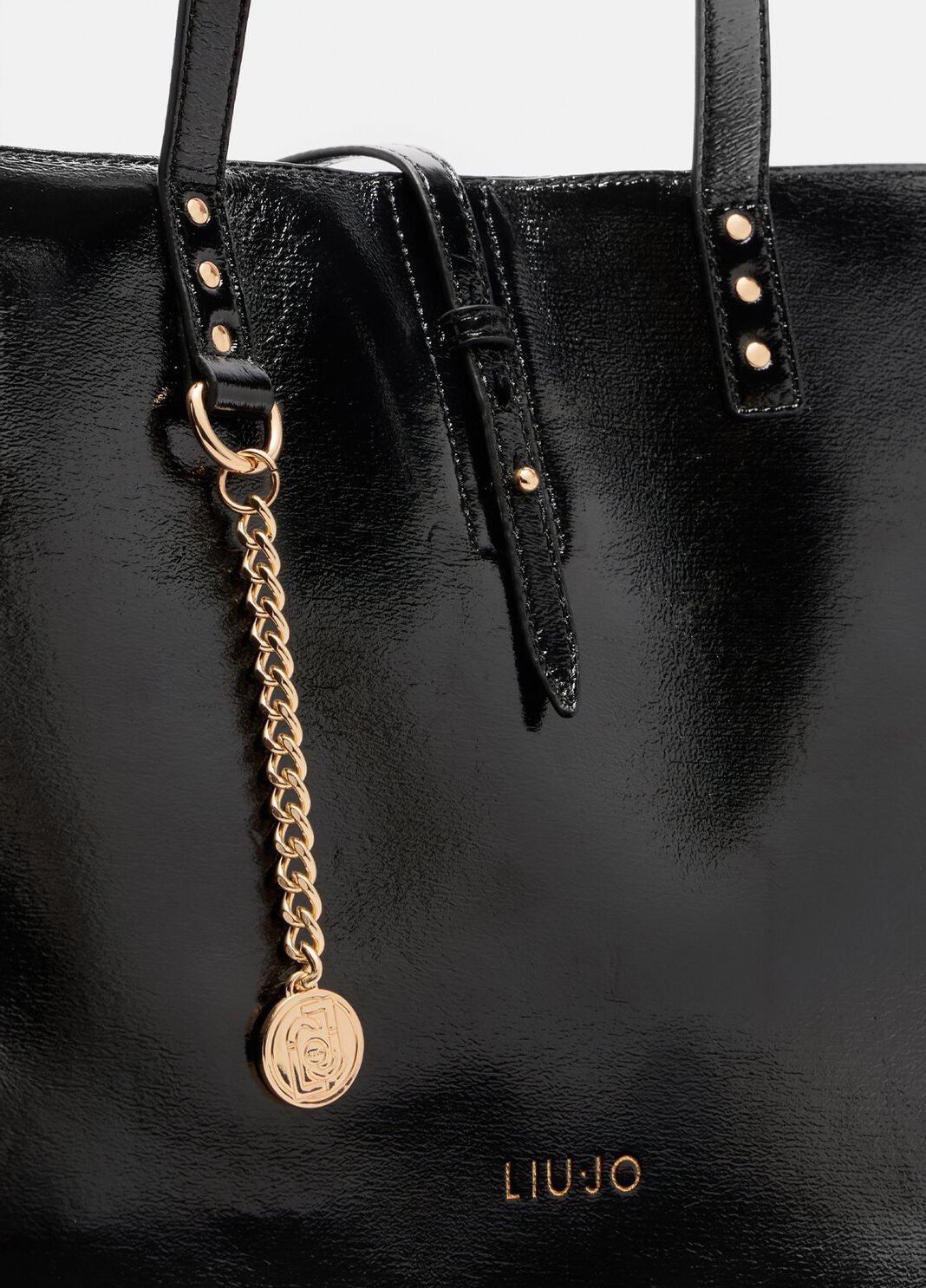 Large glossy tote bag black Liu Jo - large image number 3