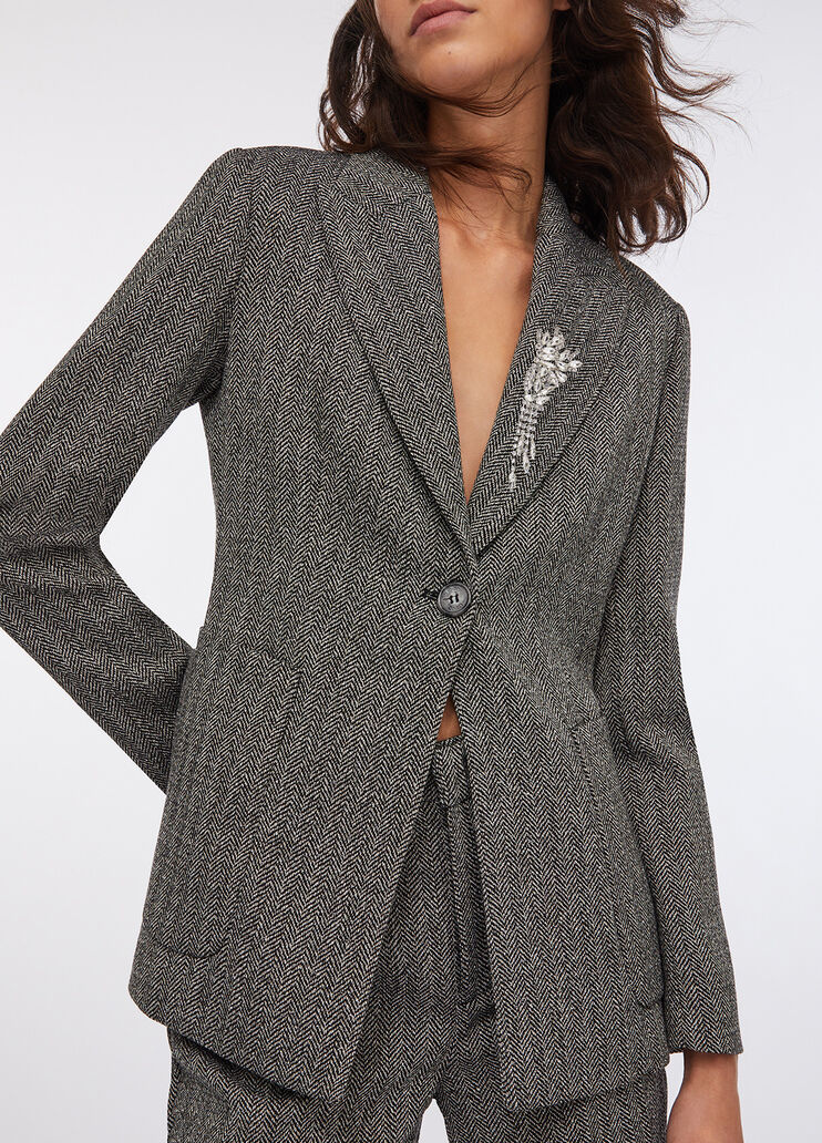 Fit & Flare-Jacke mit Fischgrätmuster Graues Fischgrätmuster Liu Jo - medium