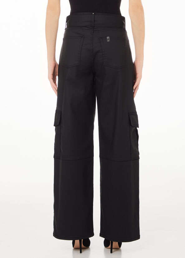 Pantaloni cargo in tessuto spalmato nero Liu Jo - large image number 1