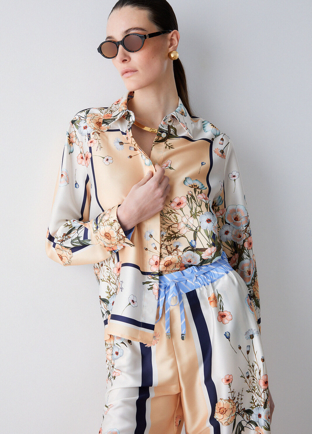 Рубашка из принтованного твила оранжевый/голубой Liu Jo - large image number 2