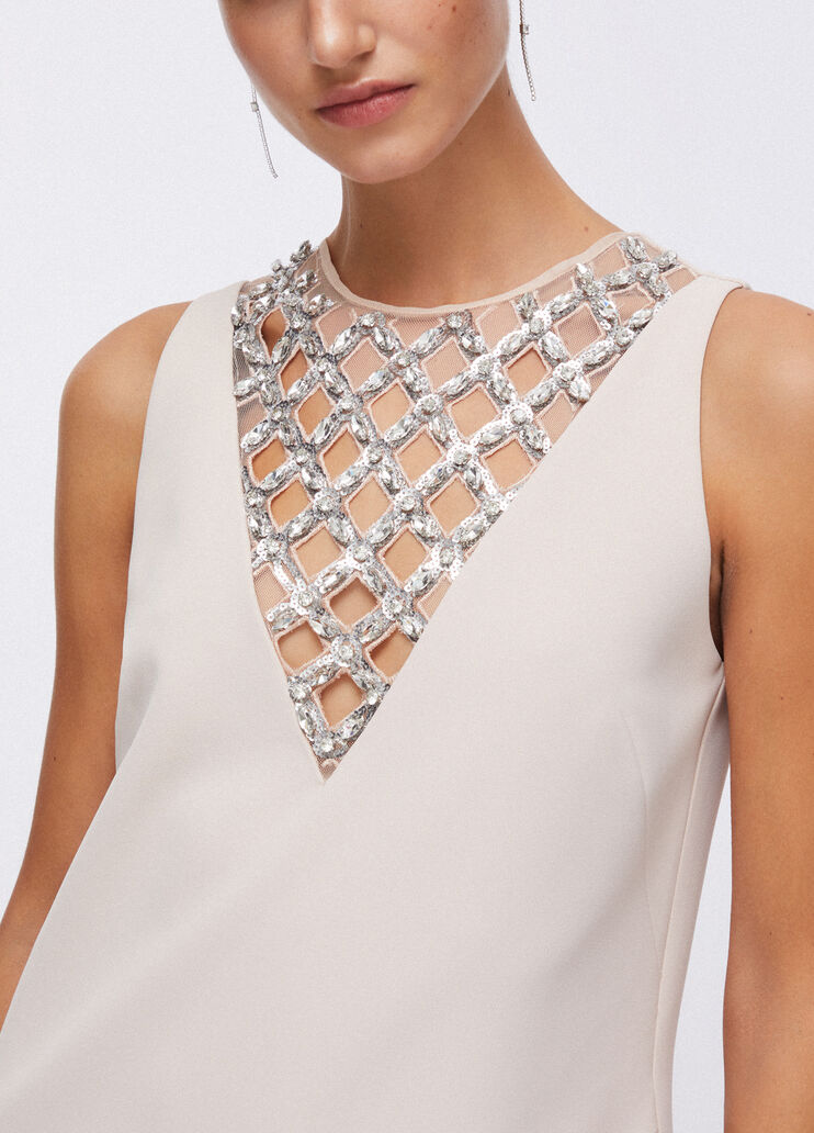 Robe courte avec broderies de bijoux blanc Liu Jo - medium