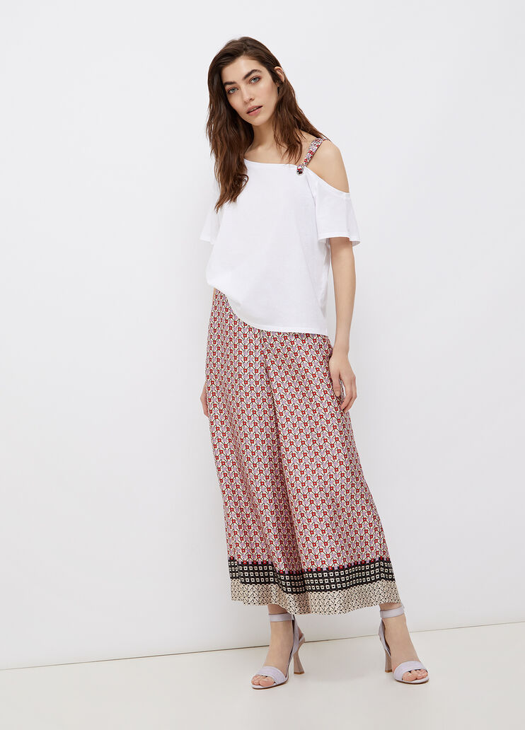 T-shirt with satin shoulder strap white/geometric Liu Jo - large image number 3 T-shirt with satin shoulder strap white/geometric Liu Jo - large image number 3