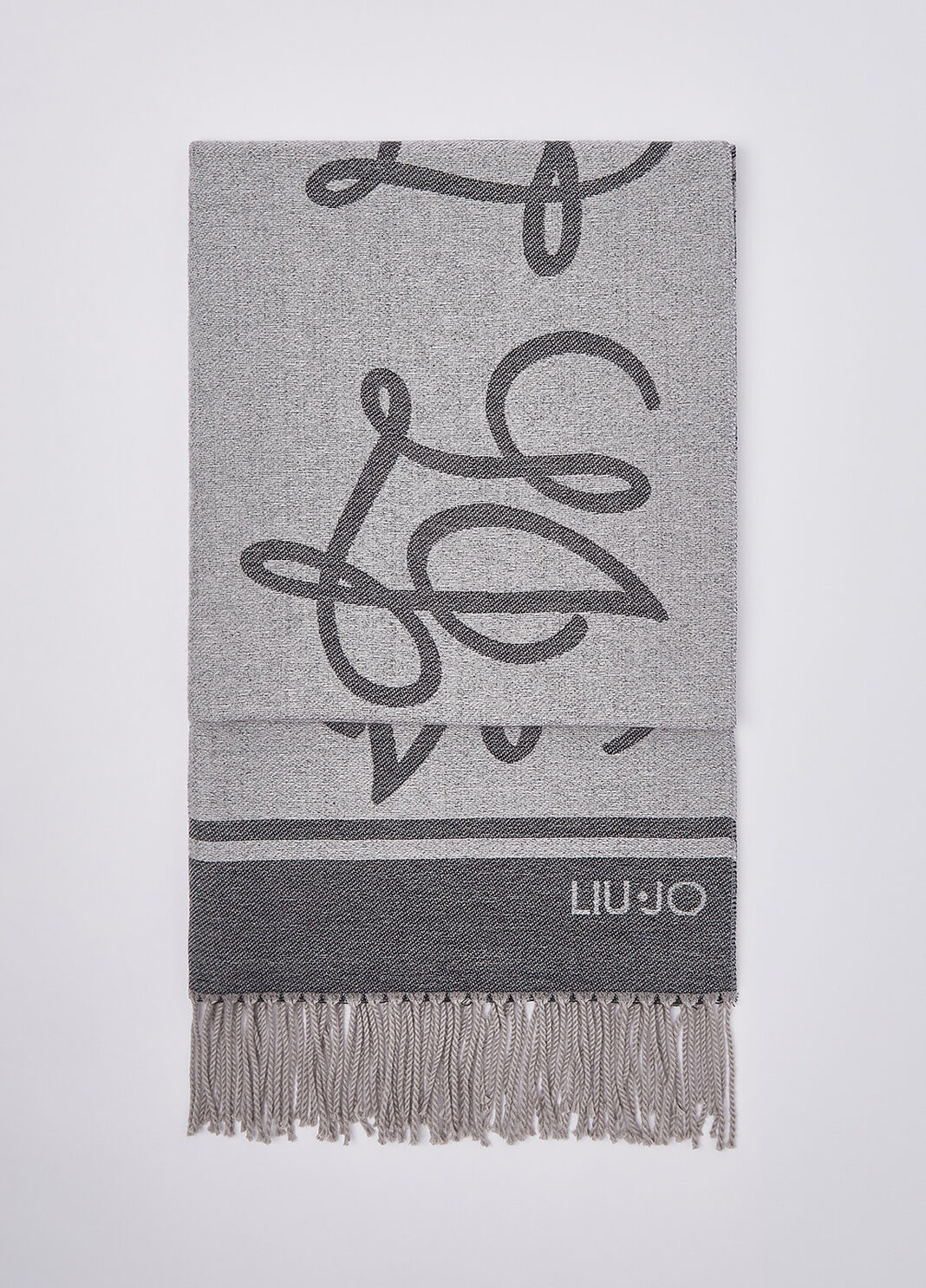 Jacquard Stole with Logo black Liu Jo - large image number 2