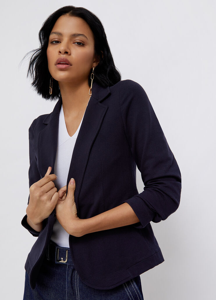 Приталенный блейзер из футера полуночно-синий Liu Jo - large image number 0