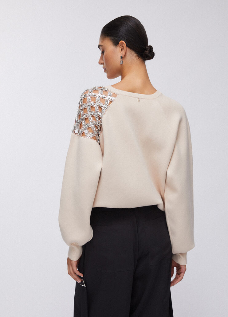 Pull avec broderie de pierres blanc Liu Jo - large image number 1