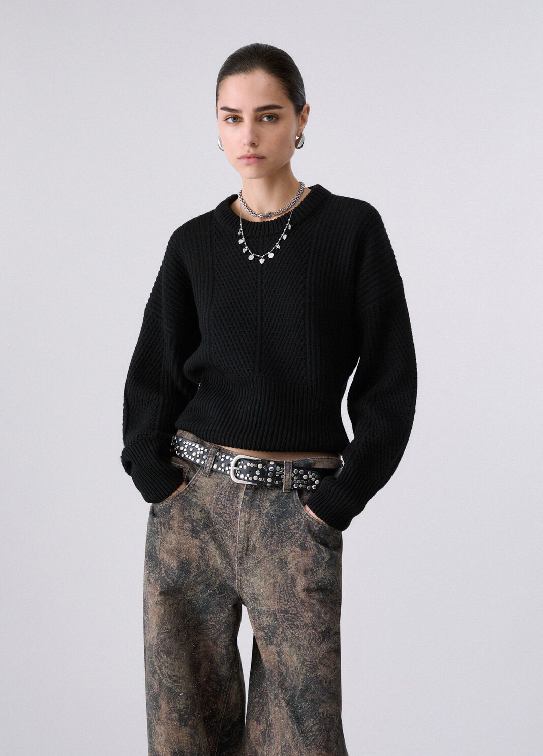 Wool Blend Sweater with Bow black Liu Jo - large image number 0