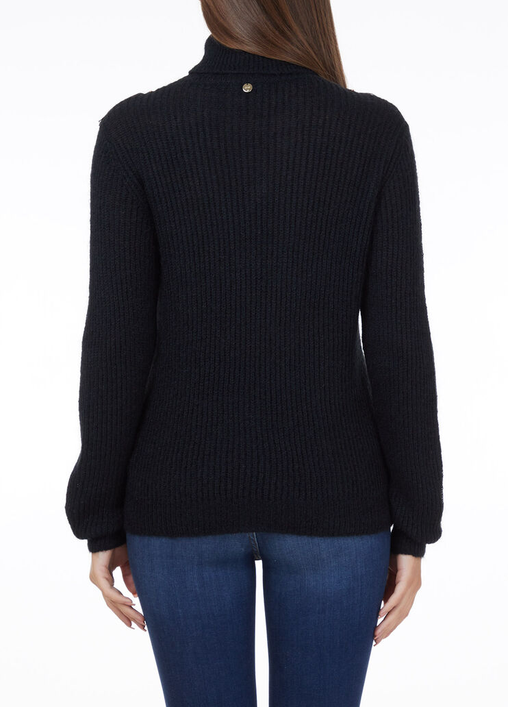 Dolcevita in mohair con frange Nero Liu Jo - large image number 1 Dolcevita in mohair con frange Nero Liu Jo - large image number 1