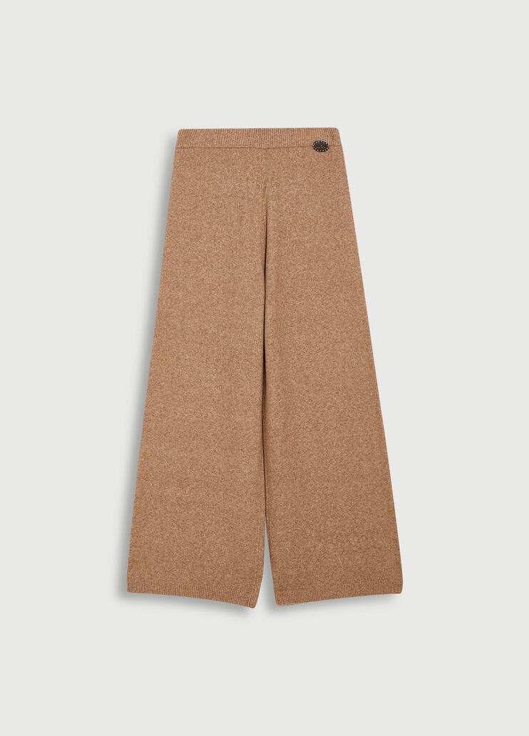Knit palazzo trousers mocaccino Liu Jo - large image number 4 Knit palazzo trousers mocaccino Liu Jo - large image number 4