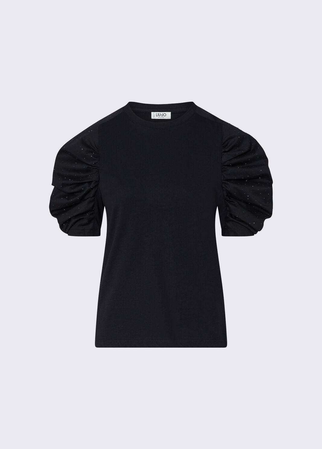 T-shirt bimateriale with sleeves a puff black Liu Jo - large image number 6