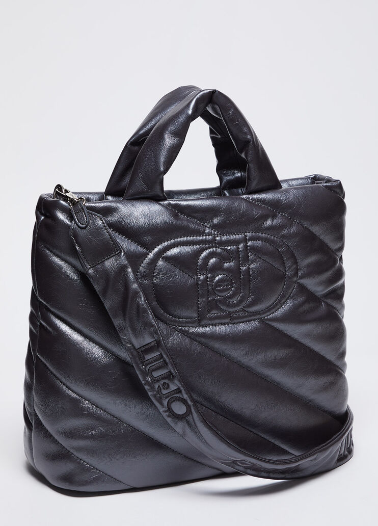 Großer Shopper aus glänzendem Matelassé grau Liu Jo - large image number 4 Großer Shopper aus glänzendem Matelassé grau Liu Jo - large image number 4