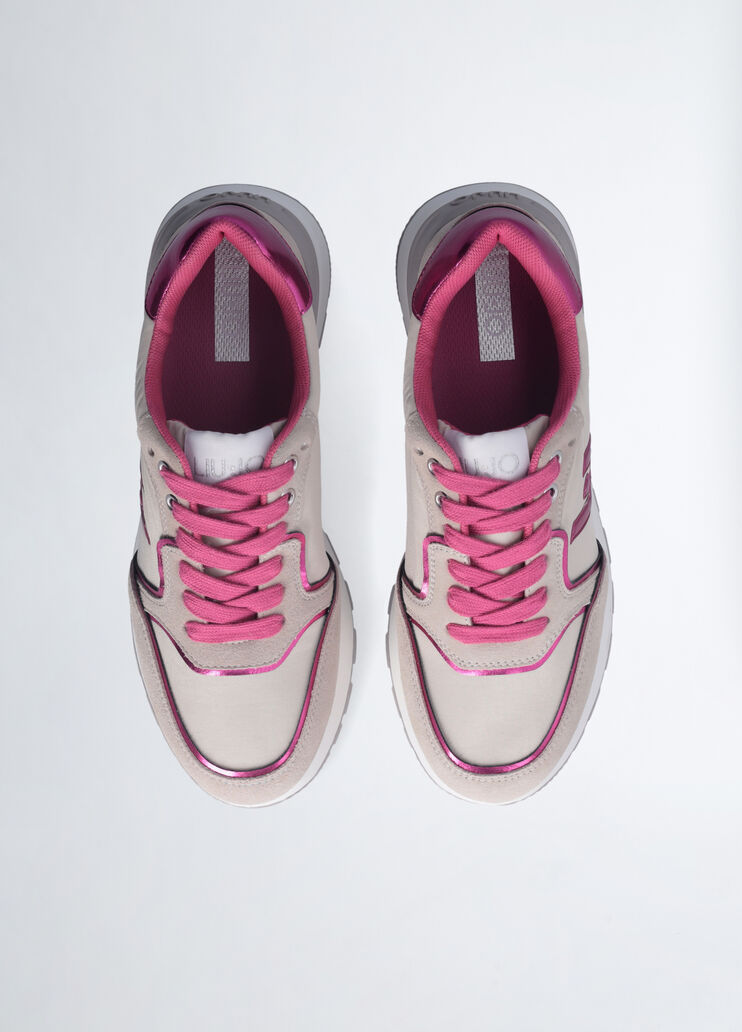 Platform sneakers in suede and nylon beige/fuchsia Liu Jo - large image number 6 Platform sneakers in suede and nylon beige/fuchsia Liu Jo - large image number 6