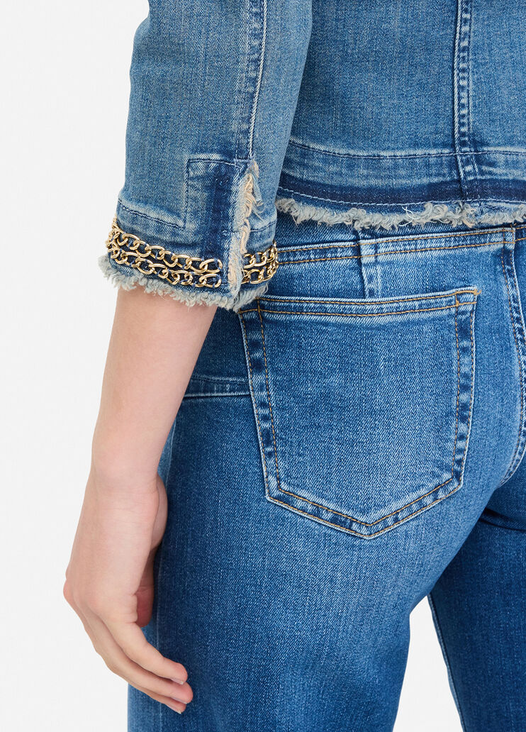 Denim jacket with jewel chains blue denim Liu Jo - large image number 4