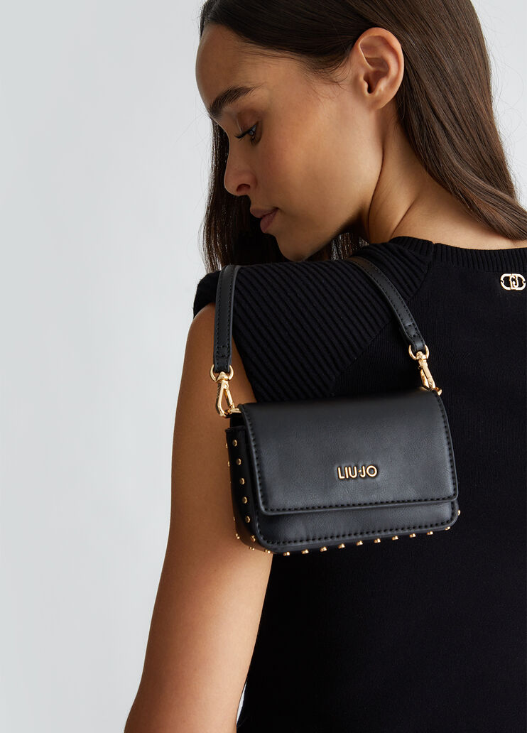 Mini crossbody bag with studs black Liu Jo - medium Mini crossbody bag with studs black Liu Jo - medium