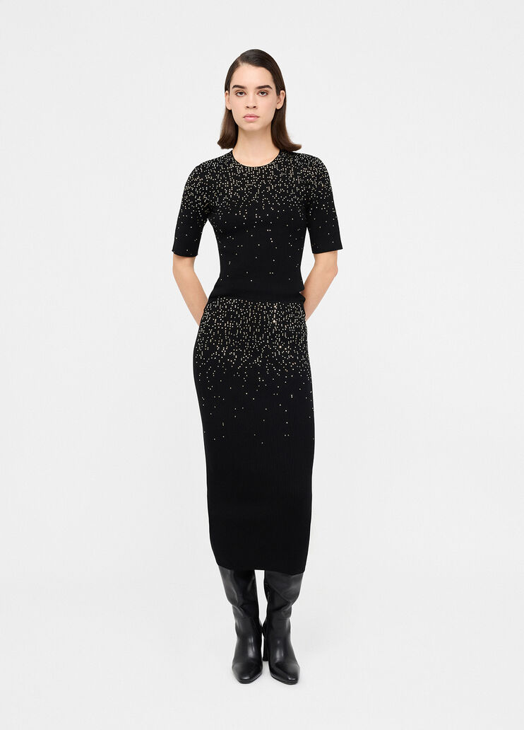 Knit midiskirt with studs black Liu Jo - medium Knit midiskirt with studs black Liu Jo - medium
