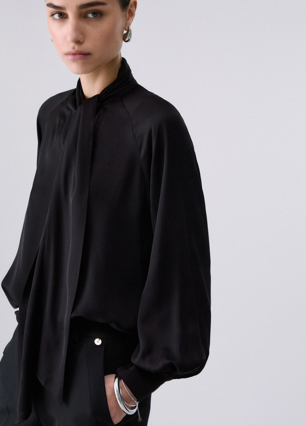 Satin Blouse with Bow black Liu Jo - large image number 4