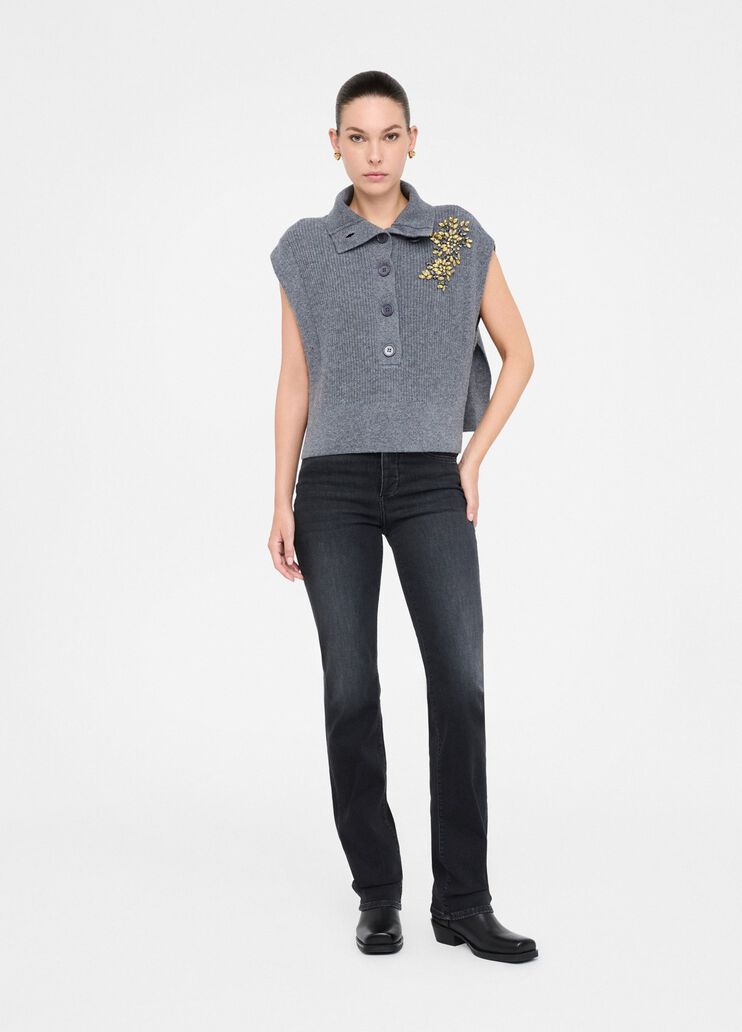 100% wool vest with bejewelled embroidery grey Liu Jo - large image number 5 100% wool vest with bejewelled embroidery grey Liu Jo - large image number 5