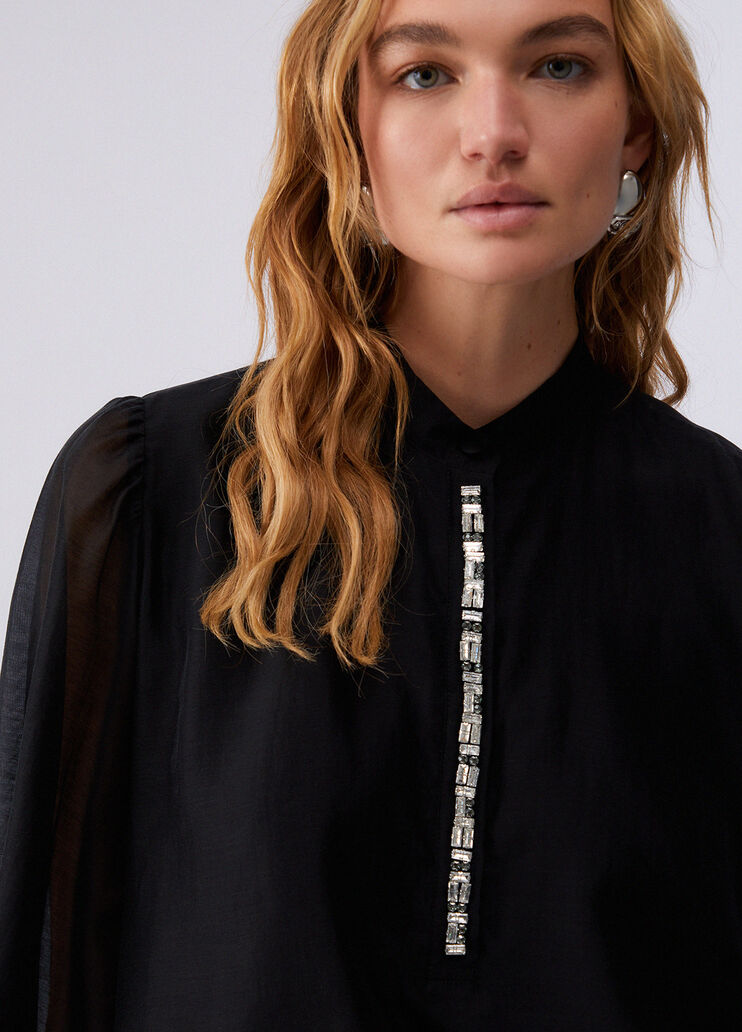 Blouse with jewel embroidery black Liu Jo - large image number 4